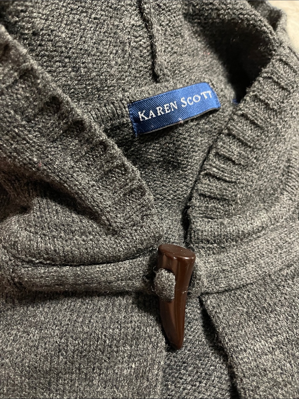 Karen Scott Dark Gray Toggle Cardigan Sweater